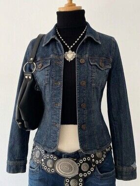 Fitted Dark Wash Denim Jacket  Slim Fit